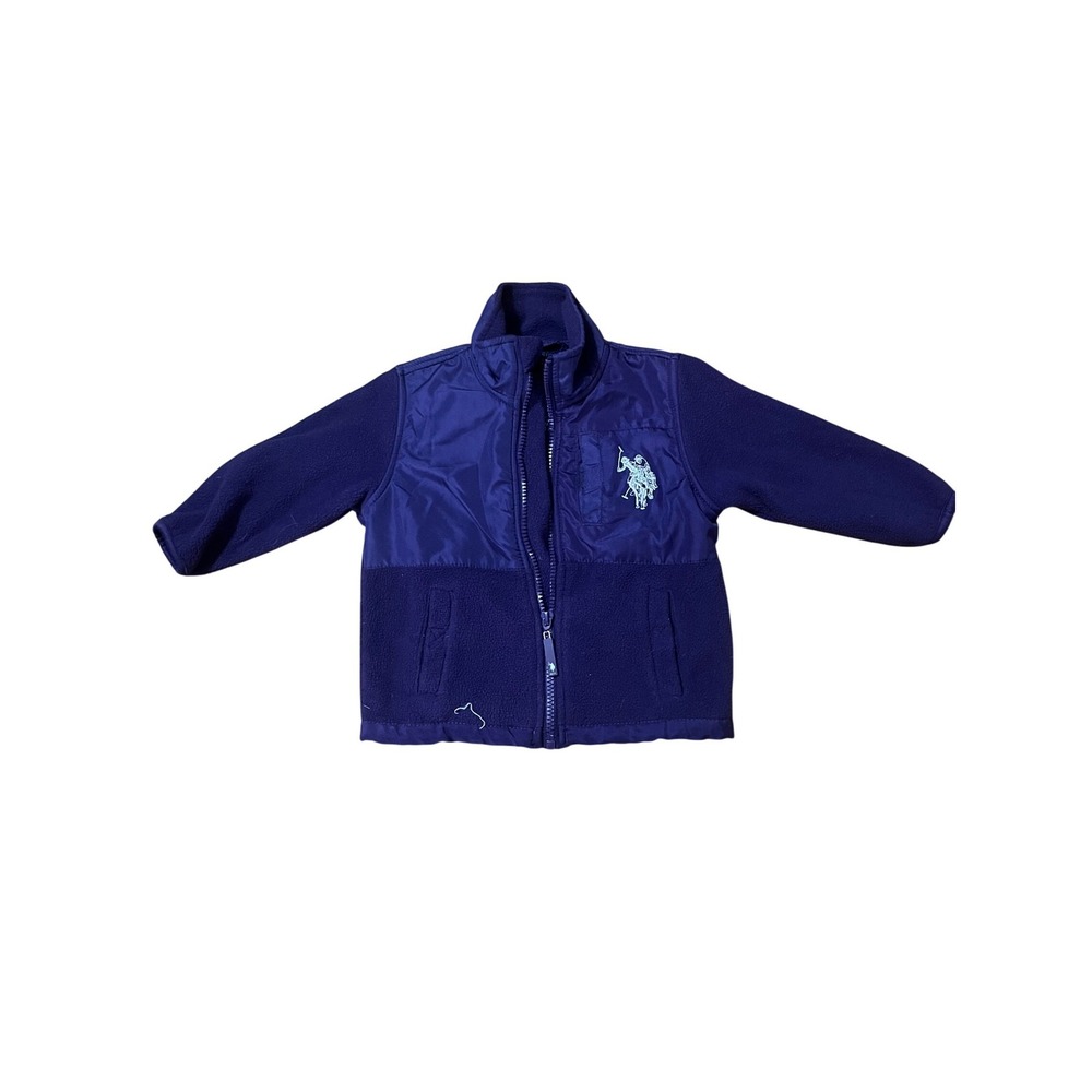 US Polo Assn Kids Purple Fleece Zip Up Jacket Toddler Boys 18M Logo Coat
